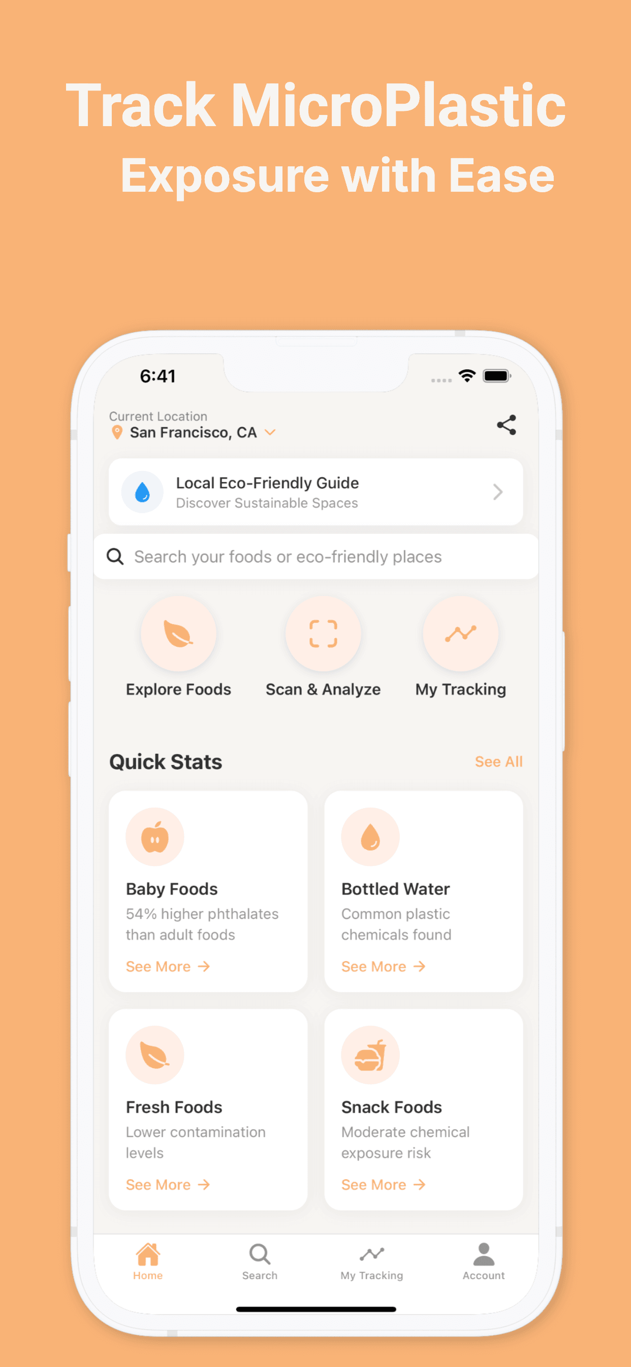 MicroPlastics app home screen showing product categories